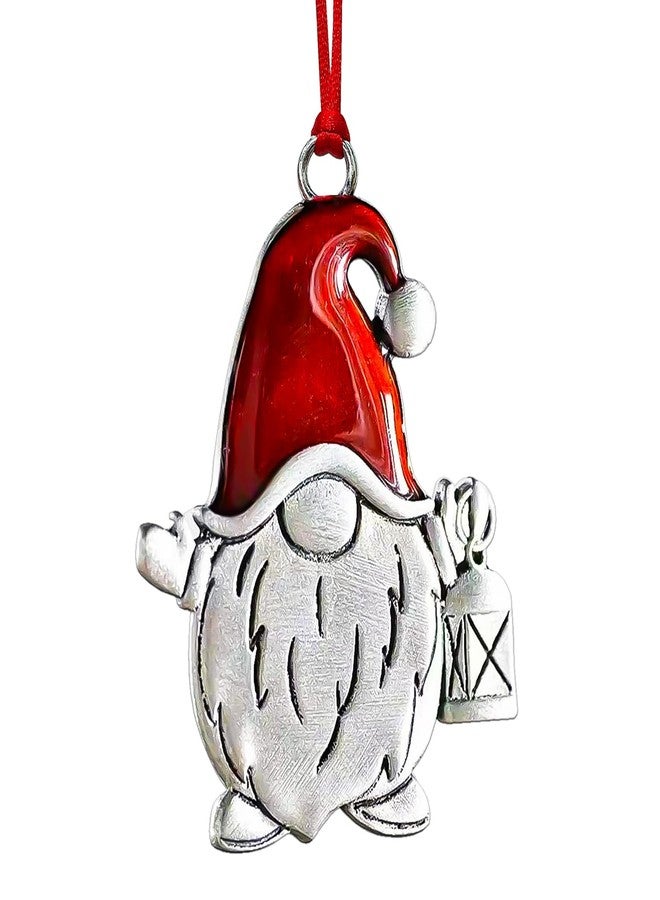 JZILU Gnome Christmas Ornaments, Small Gnomes Ornaments for Xmas Tree, Handmade Metal Silver Holiday Ornament, Unique Cute Gnomes Christmas Decorations, Gnome Gifts - Image 1